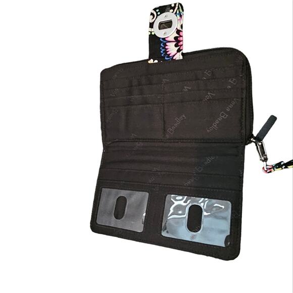 Vera Bradley Banana Swirl Black and Pink‎ Floral Paisley Wallet Wristlet - Picture 8 of 11